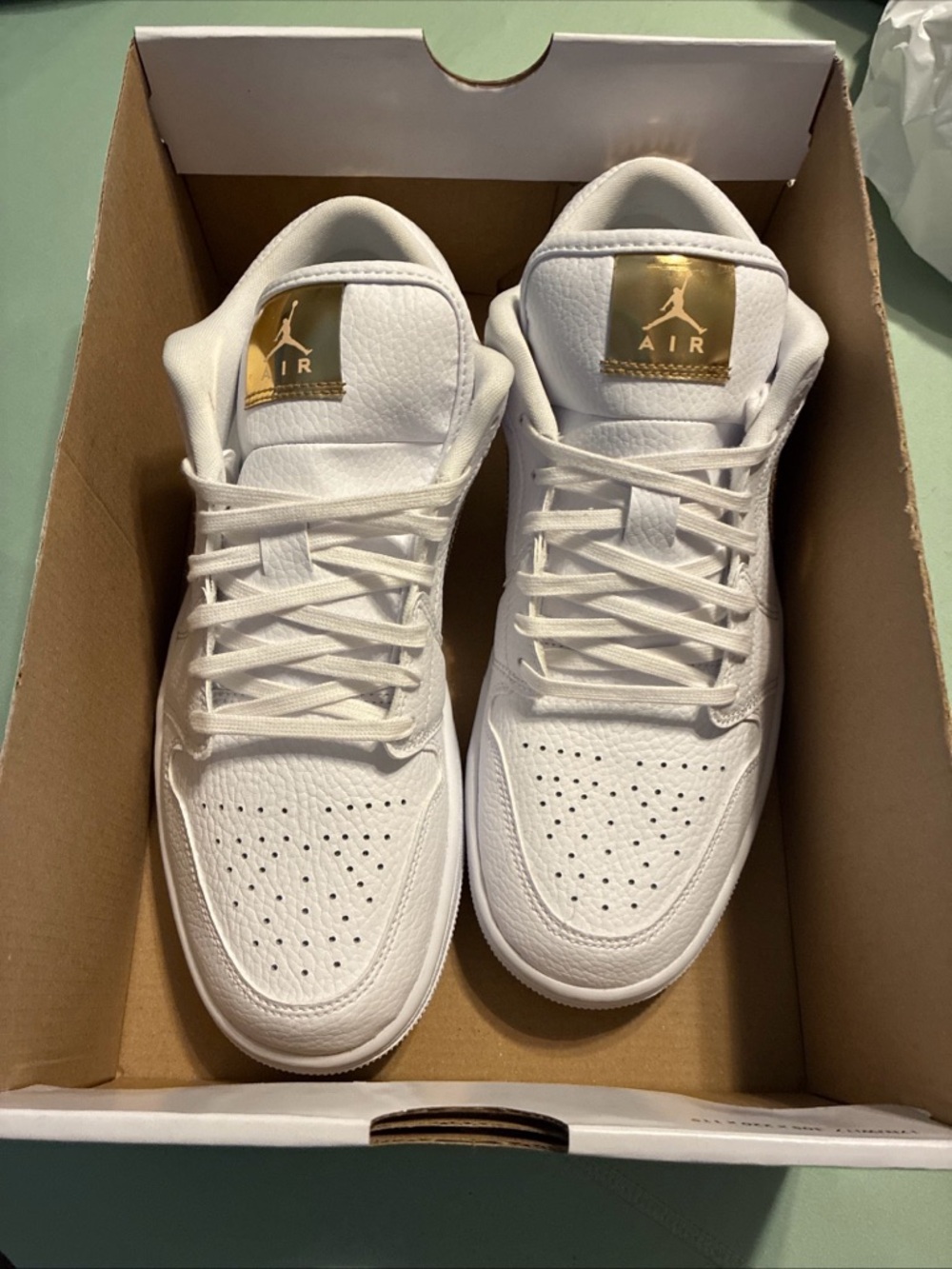 Air Jordan  1 low ladies metallic gold sneaker size 9.5 - Picture 10 of 11